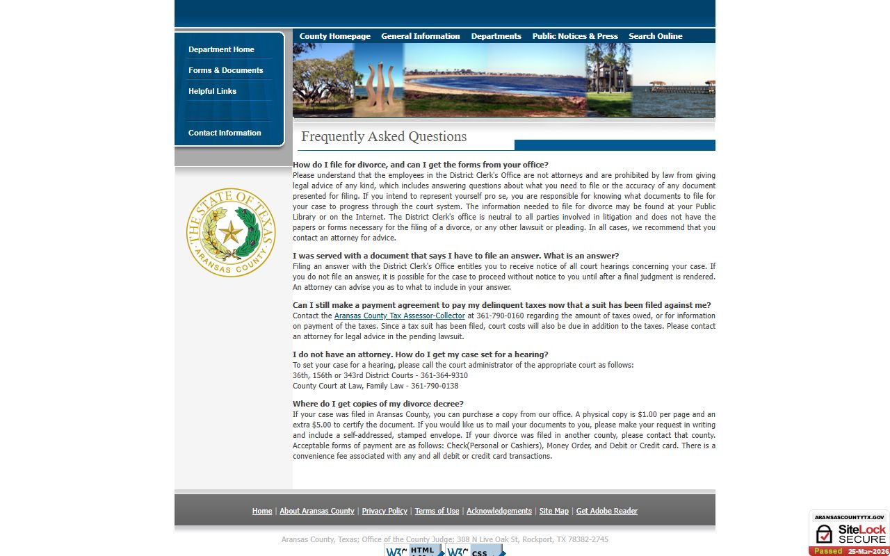 Aransas County Dissolution of Marriage