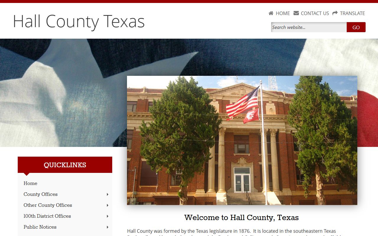Hall County official website showing county offices for dissolution of marriage records