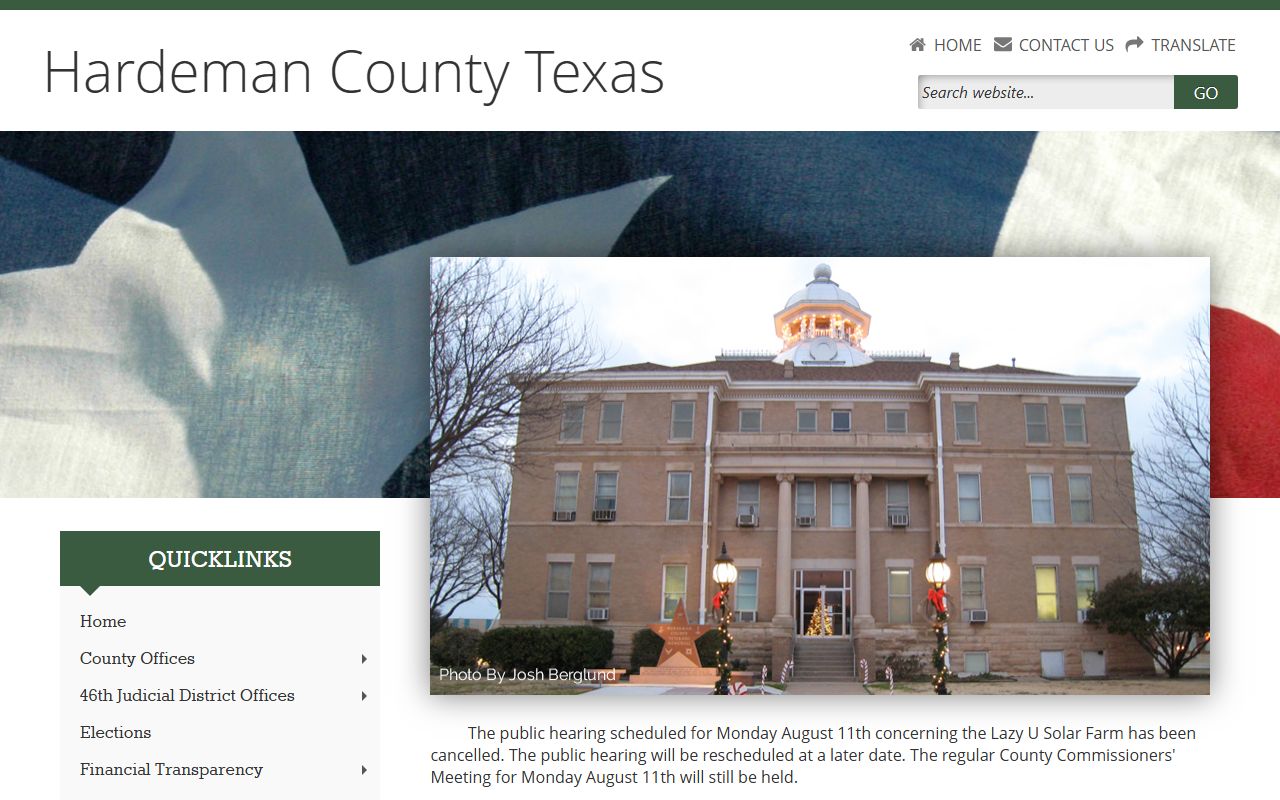 Hardeman County official website for dissolution of marriage records in Quanah