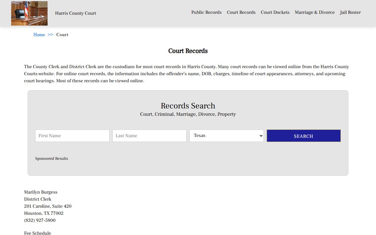 Harris County court records dissolution of marriage Pasadena