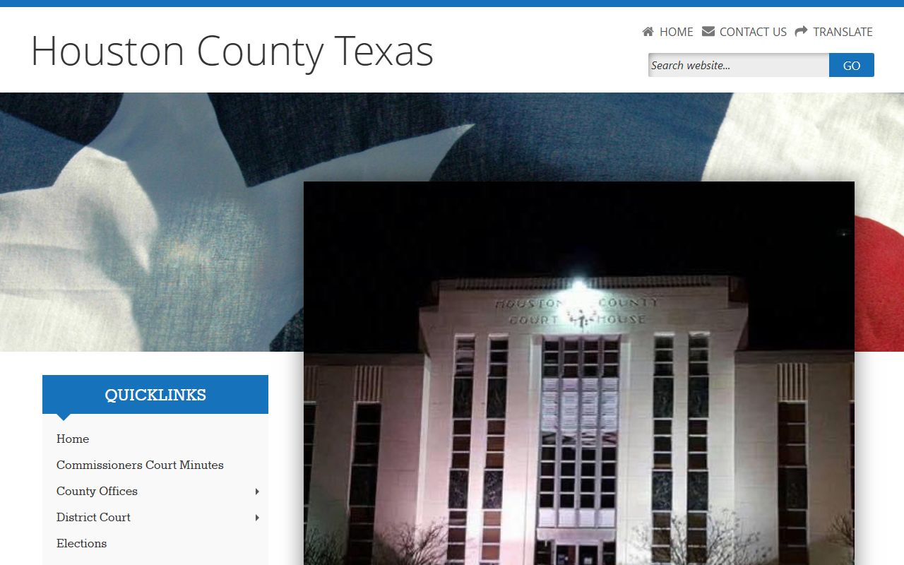 Houston County official website with District Clerk contact for dissolution of marriage records