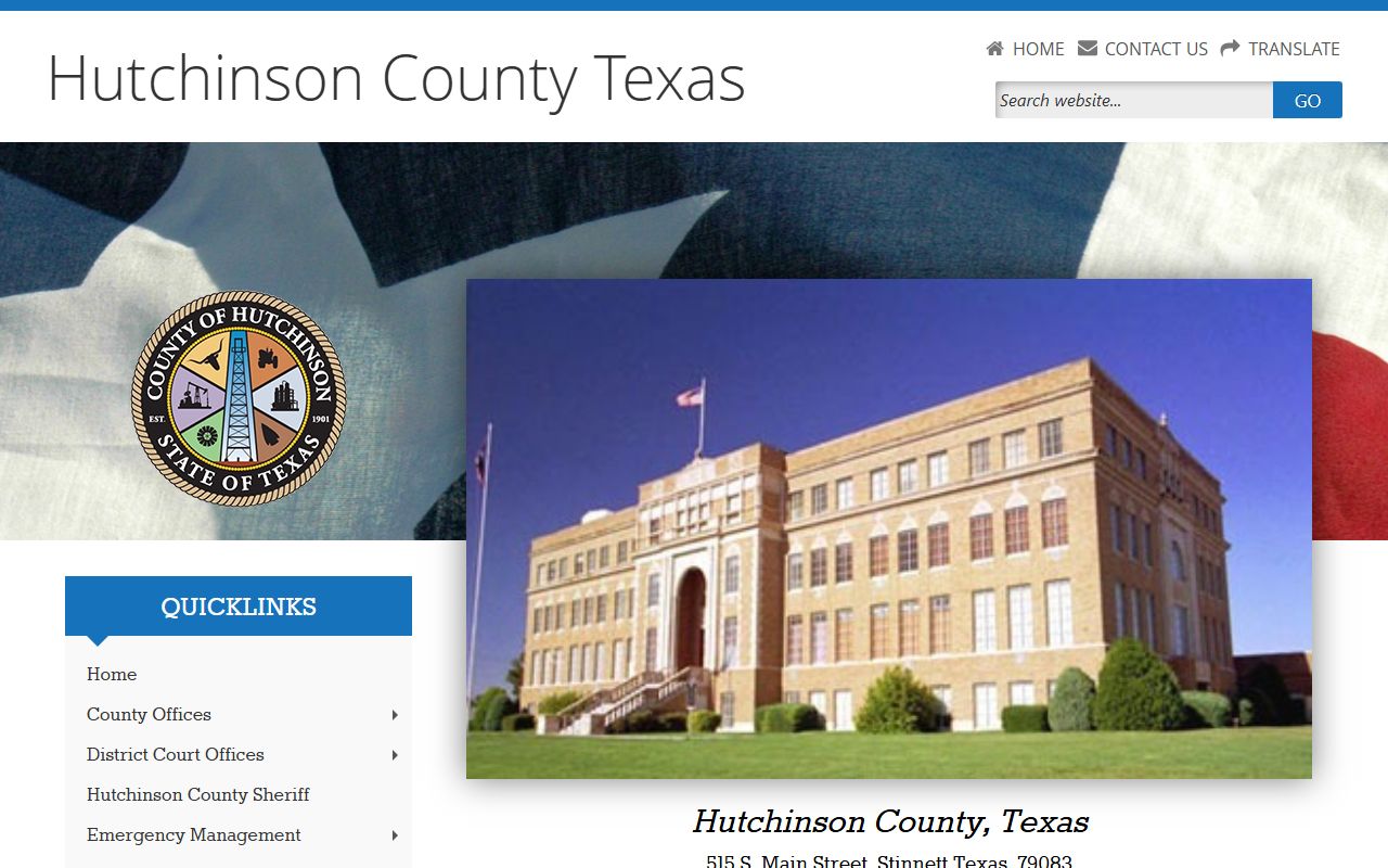 Hutchinson County official website for dissolution of marriage District Clerk contact