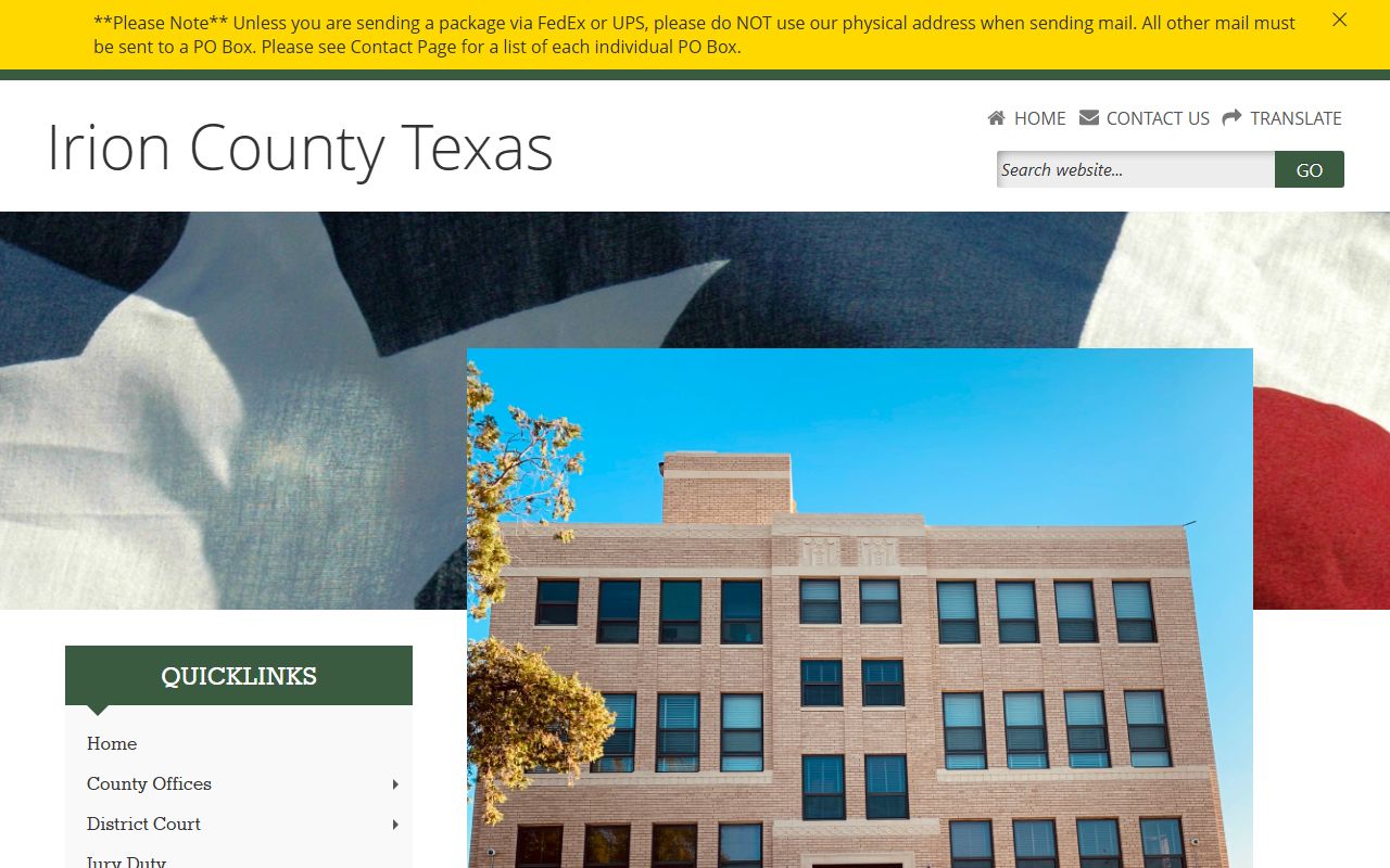 Irion County official website with District Clerk contact for dissolution of marriage records in Mertzon