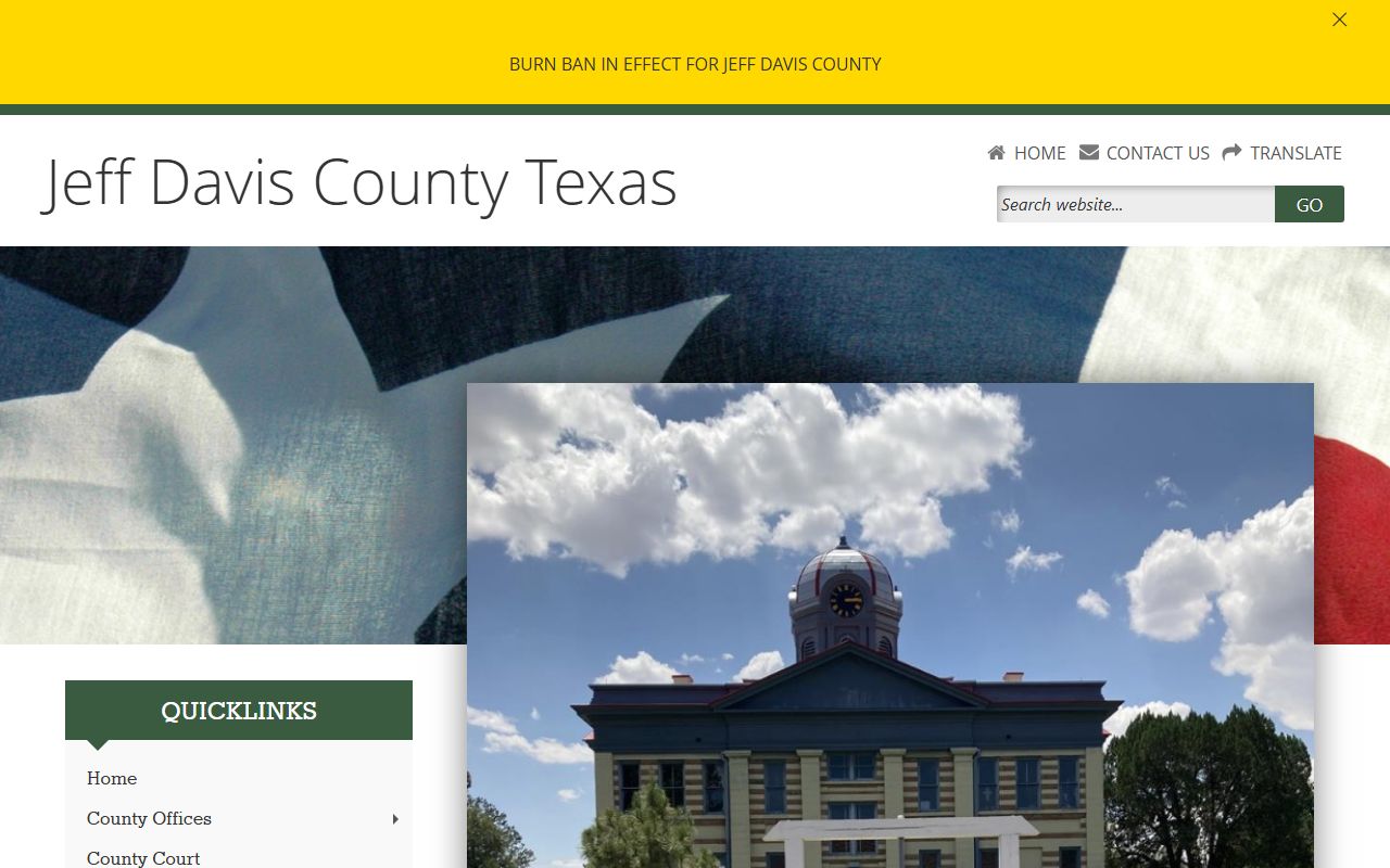 Jeff Davis County official website with District Clerk contact for dissolution of marriage records in Fort Davis