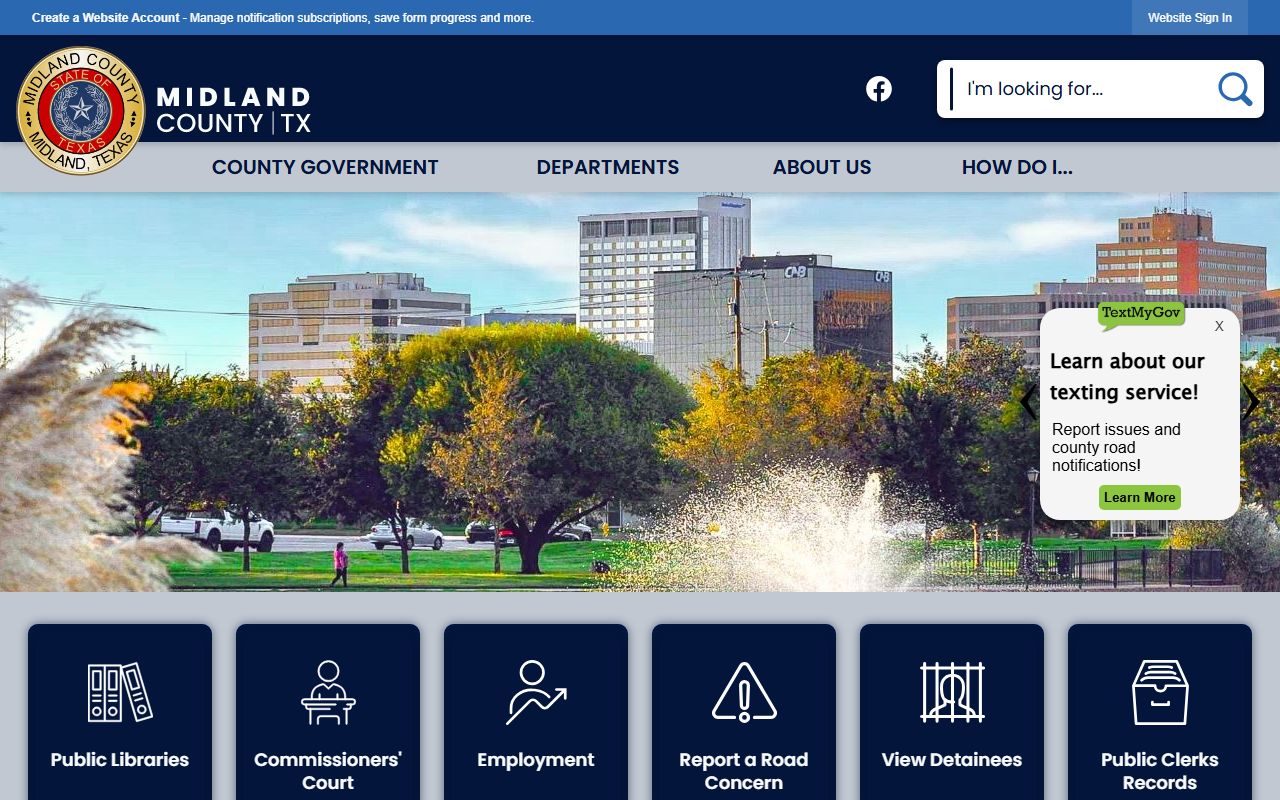 Midland County official website for dissolution of marriage records