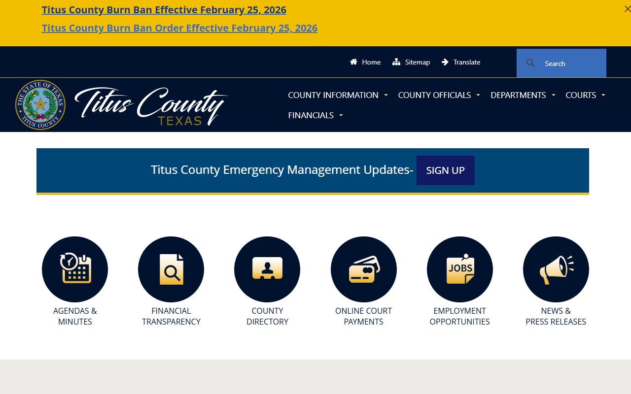 Titus County official website dissolution of marriage records