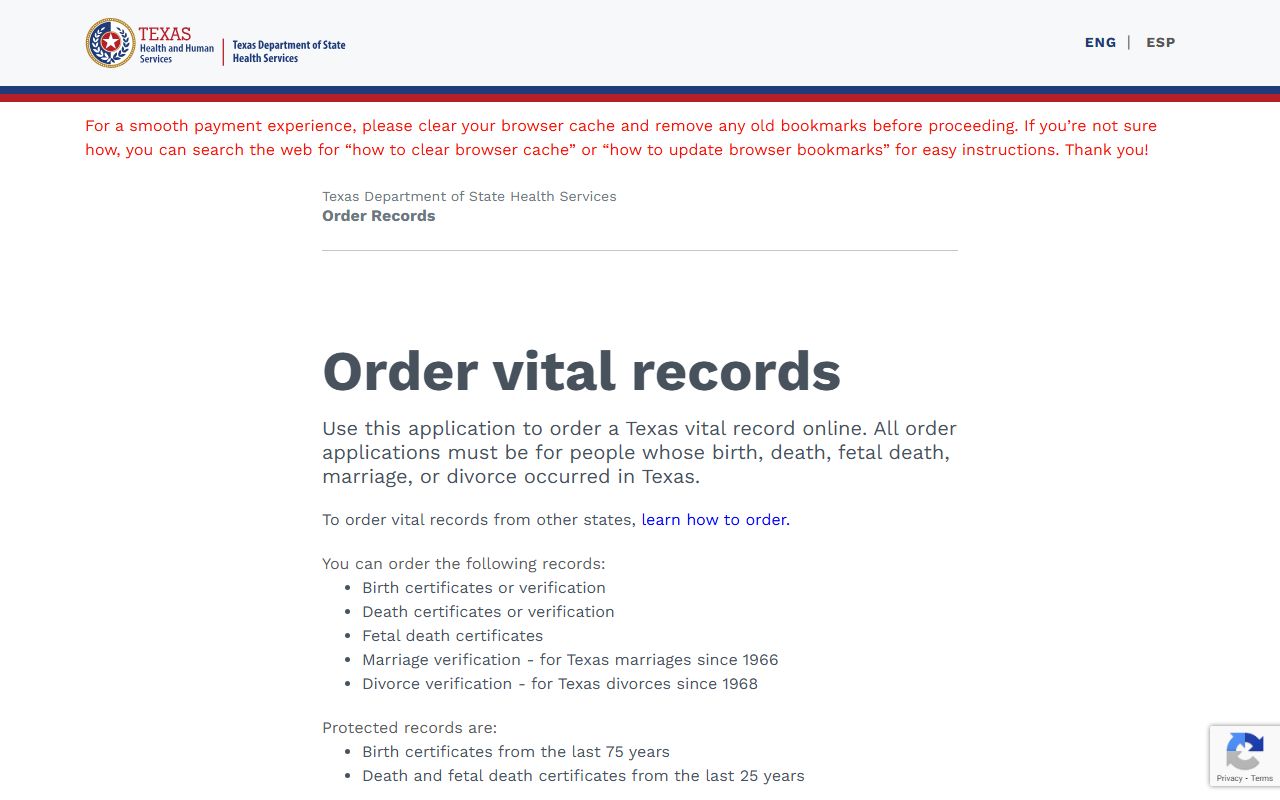 Texas vital records portal for Wichita County dissolution of marriage verification